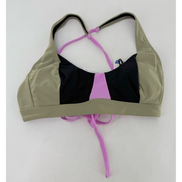 NWT prAna Tulum Bikini Top Black Color Block Green Black Lilac XS Beach‎ Boho - Picture 1 of 6